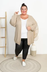 Duży Kardigan MARION beżowy Plus Size 46/52