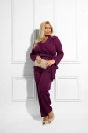 Elegancki Komplet JOANN śliwkowy Plus Size 44-50