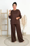Komplet z cyrkoniami RELIO czekoladowy Plus Size 46-52