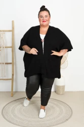Eleganckie Ponczo sweterek CARLITA czarne Plus Size 46/58
