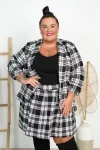 Komplet Spódnico-Szorty + Marynarka ELIZA krata biało-czarna Plus Size 50/54
