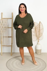 Długi Sweter SAFTI khaki Plus Size 46/54