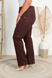 Spodnie prosta nogawka MIYA 02 grubszy materiał czekoladowe Plus Size 44-60