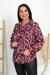 Koszula VIKI burgund wzory Plus Size 44-50