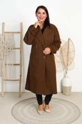 Dwurzędowy Płaszczyk PETRA brązowy Plus Size 46/52