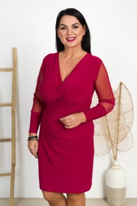 Sukienka z kopertowym założeniem ALIS bordo Plus Size 44-52