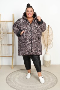 Kurtka Oversize na zimę YOLO panterka #2 Plus Size 50-58