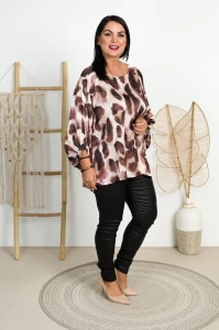 Bluzka satynowa NANSI wzór pudrowy Plus Size 46/52