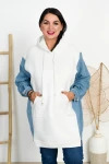 Bluza z Jeansem ocieplana ROCCO biała Plus Size 46/54
