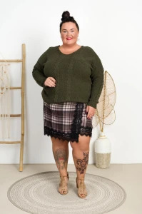 Spódnico-szorty z w kratkę LOLA brązowe Plus Size 48/52