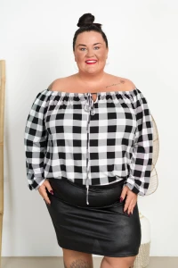 Tunika Hiszpanka w kratę ZARIN biało-czarna Plus Size 46-58