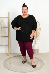 Sweter Ażurowy Oversize SOLA czarny Plus Size 46/56