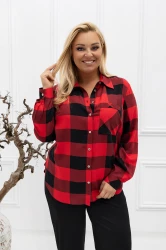 Koszula w kratę VIOLET czerwono-czarna Plus Size 44-58