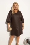 Sukienka wiązana na plecach SHONDA czekoladowa Plus Size 44-50