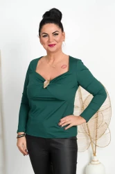 Bluzka z Broszką FEMINA butelkowa Plus Size 44/48