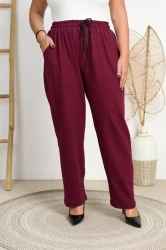 Spodnie dresowe proste ASHTON bordo Plus Size 48/54