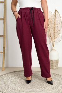 Spodnie dresowe proste ASHTON bordo Plus Size 48/54