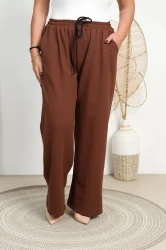 Spodnie dresowe szerokie ASHTON cynamonowe Plus Size 48/54