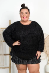 Sweterek Włochacz MATYLDA czarny mieniący Plus Size 46/54 