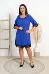 Sukienka Hiszpanka z frędzelkami EJMI chaber Plus Size 42/50