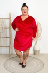 Sukienka Welurowa z Dżetami PAULI czerwona Plus Size 50/56