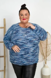 Sweterek Włochacz MATYLDA niebieski Plus Size 46/54