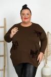 Bluza Masełko z kokardami ELSA czekoladowa Plus Size 48/54