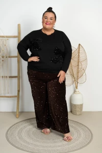Bluza Masełko z Kokardami LUIS czarna Plus Size 46/50