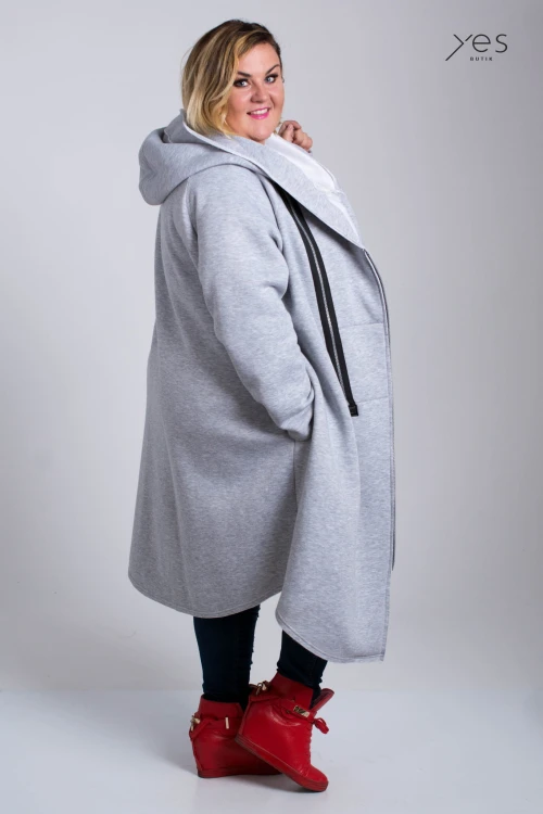 Płaszcz Dresowy melanż Plus Size duże rozmiary 44 46 48 50 52 54