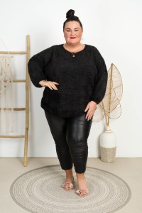 Sweterek Włochacz MATYLDA czarny Plus Size 46/54