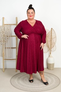 Sukienka z brokatem LOLITA burgundowa Plus Size 46/54
