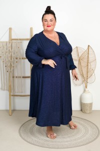 Sukienka z brokatem LOLITA granatowa Plus Size 46/54