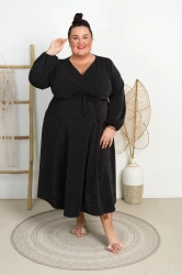 Sukienka z mieniącą niteczką LOLITA czarna Plus Size 46/54