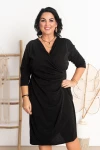 Kopertowa Sukienka ze srebrną nitką LUCKY czarna Plus Size 44/52 