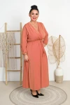 Sukienka z mieniącą niteczką KATRIN brzoskwiniowa Plus Size 46/52