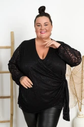 Bluzka wiązana Koronkowa MEGGI czarna Plus Size 48/56