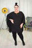 Tunika Ponczo ze świecącą nitką MAGNETIK czarna Plus Size 46/56