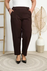 Eleganckie Spodnie BALOONS czekoladowe Plus Size 40-52