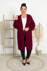 Kardigan z Frędzlami CANDY burgund Plus Size 46/50