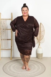 Bluzka wiązana Koronkowa MEGGI czekoladowa Plus Size 48/56