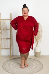 Bluzka wiązana Koronkowa MEGGI burgund Plus Size 48/56