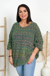 Sweterek Włochacz MATYLDA zielony mix Plus Size 46/54 
