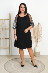 Sukienka Hiszpanka LEXI srebrne rękawki Size Plus 42/52