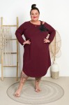 Sukienka Bombka z kwiatem CENDI burgundowa Plus Size 50/54