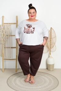 Spodnie Baloons DEVINE czekoladowe Plus Size 44-58