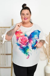 Bluzka Nietoperz biała SOLID Motyl Plus Size 50/56