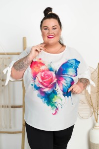 Bluzka Nietoperz biała SOLID Motyl Plus Size 50/56