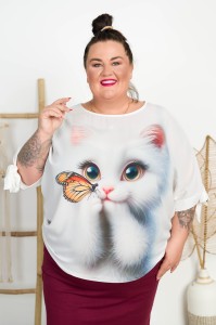 Bluzka Nietoperz biała SOLID Kotek Plus Size 50/56