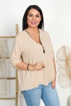 Bluzka z zipem VELMA beżowa Plus Size 42/46