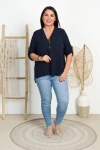 Bluzka z zipem VELMA granatowa Plus Size 42/46